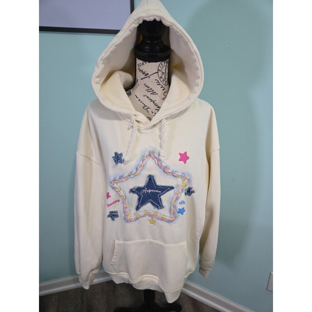 Aelfric Eden Denim Star Applique Embroidery Hoodie large